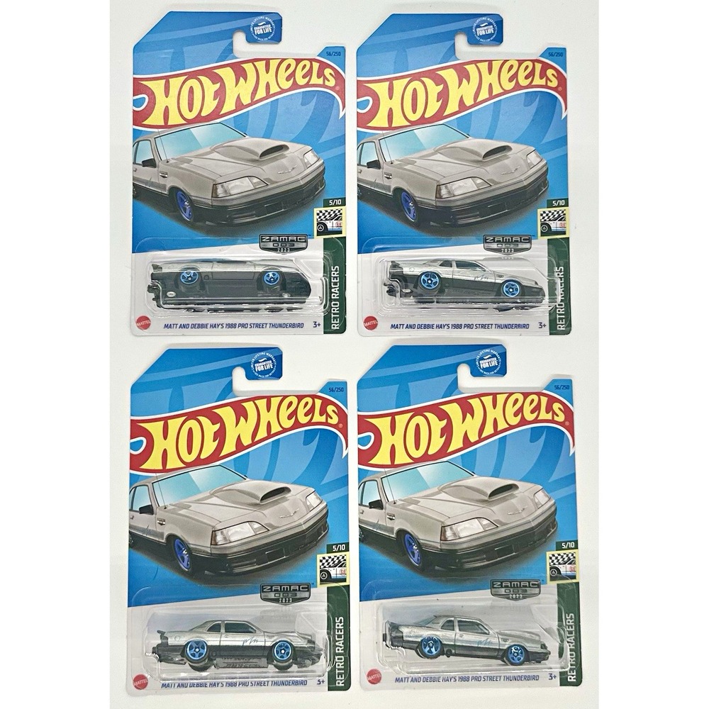 Hot Wheels 1988 Pro Street Thunderbird Lot of 4 ZAMAC Retro Racers 1:64 Sealed